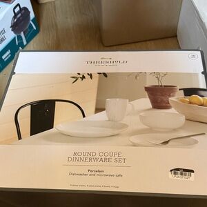 Threshold White Round Coupe Porcelain Dinnerware Set